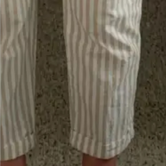 ZARA High Waisted, Tie Sash, Crop Striped Pants | Color: Tan / White | Size: S - Picture 6 of 10